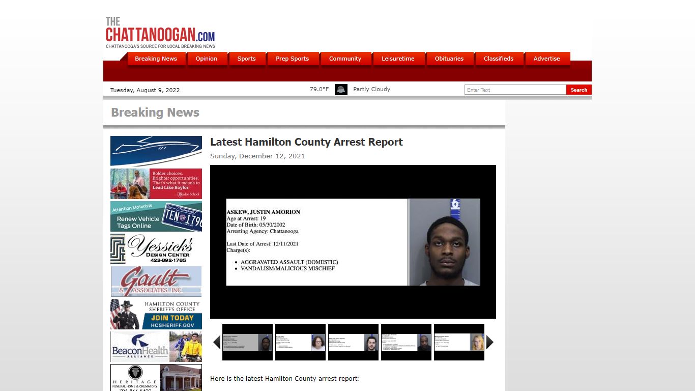 Latest Hamilton County Arrest Report - Chattanoogan.com